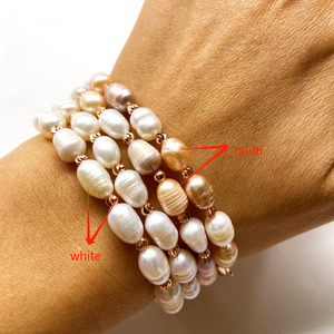 Braccialetto di <span class=keywords><strong>perle</strong></span> coltivate d'acqua dolce bianco naturale reale fatto a mano alla moda con gioielli di <span class=keywords><strong>perle</strong></span> - Product Image 4