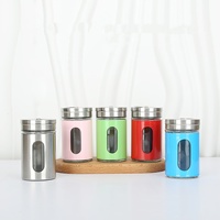 Pot à épices en verre de 90 ml au design élégant avec couvercle métallique, emballé en boîte, pour assaisonnements et poivre, en gros, offre spéciale
