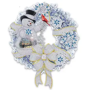 45*45CM Snowman Wreath symbols in picture Special Shaped Diamond Painting