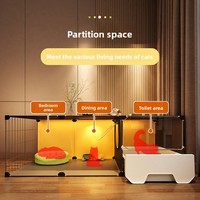 Cats Villa Cage pour chat tout-en-un avec espace de couchage et de toilette, design gain de place, plateau en plastique, résine PP, construction en acier inoxydable