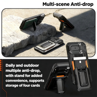 Étui de protection robuste de luxe pour 14-17 ProMax [TPU+PC] Étui antichoc avec support et porte-cartes 4 emplacements
