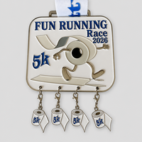 Médaille personnalisée en émail souple pour course 5K, en alliage de zinc, pour sport, randonnée, course à pied, marathon, avec breloques détachables et ruban