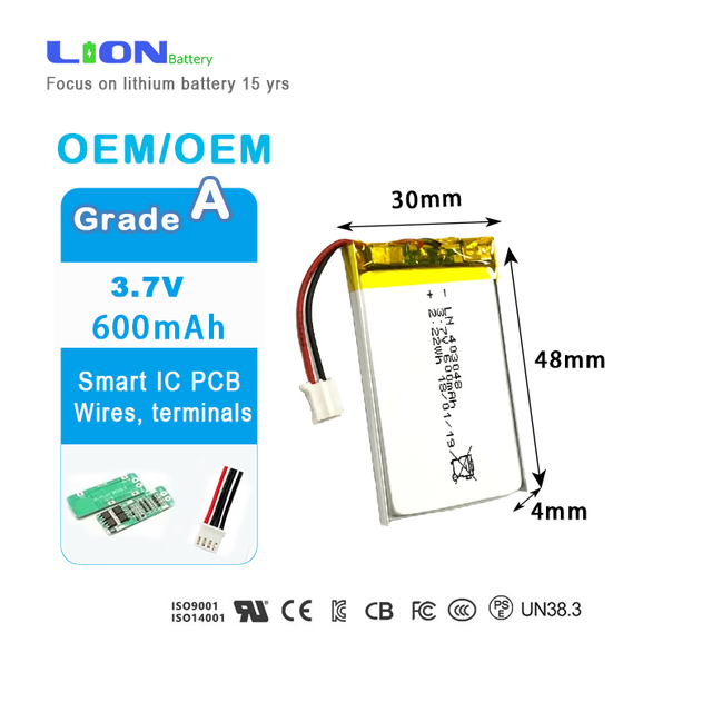 Polymer Lithium Battery 3.7V 600mAh 403048 Rechargeable Li-ion for Camera Use with 2 Year Warranty