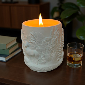 3D Embossed Deer Forest Mountain Scene Scented <b>Candle</b> Cement Jar Soy Wax Aroma <b>Candle</b> For Christmas Home Decor - Product Image 4