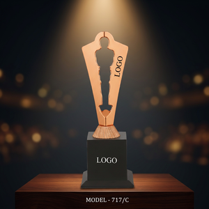 Metal Golden Plated Trophy Laser Engraved Logo Space Durable Black Base Sports Award Event Awards - Product Image 4