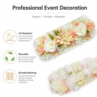 Décoration d'arche de mariage, chemin de table en soie mélangée, rangée de fleurs artificielles de roses pour événements, banquets, hôtels et murs
