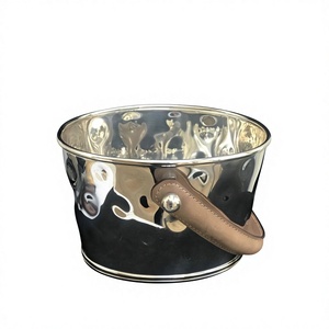 Mirror Polish Ice <b>Bucket</b> With Leather Handle 7 Litre Capacity Food Grade Beverage <b>Beer</b> Cooling Tub Easy Portable Modern Design - Product Image 1