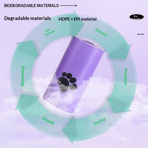 Sacchetti Biodegradabili per Raccogliere le Deiezioni di Cani e Gatti, Materiale EPI Rinforzato, Tipo a Bocca Piatta, Dispenser per Sacchetti con Fragranza di Lavanda - Product Image 4