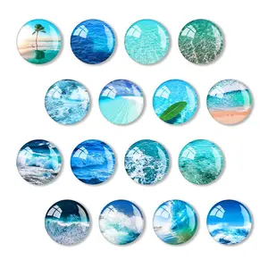 On Sale Custom Pattern Eco-Friendly Marine Series Fine Workmanship 25mm Round Glass Fridge Magnet