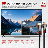 Câble Ultra Haute Vitesse 2.1 8K 60Hz 4K 120Hz 48 Gbps avec gaine en nylon pour moniteurs et projecteurs