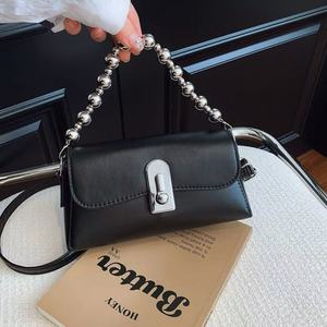 Femmes Cuir Boîte Sac Argent Perlé Poignée Épaule Crossbody Purse - Product Image 5