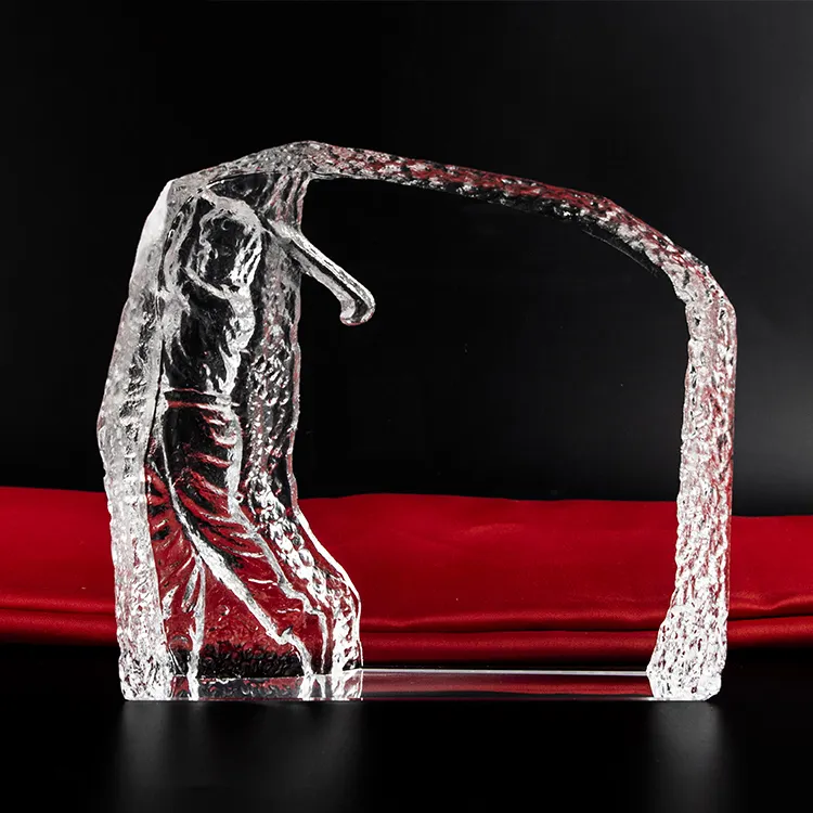 PuJiang-trofeo de cristal de golf, iceberg, grabado láser 3d, marco de fotos para regalo de recuerdo