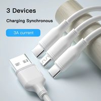 Kabel Pengisi Daya PVC 3 in 1 Tipe C Micro USB Multi Fast EV 3 Warna 1.2m 2.4A untuk iPhone Android Phone Silicone Date Line