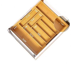 High Quality Adjustable Expandable Bamboo <b>Kitchen</b> Rack Silverware Drawer Organizer with Divider - Product Image 1