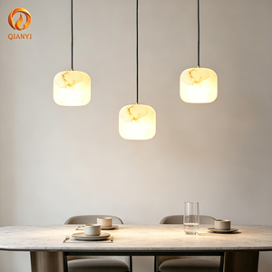 Lampadario a Sospensione Cilindrico in Marmo Moderno di Lusso, Piccola Lampada LED AC per <span class=keywords><strong>Soggiorno</strong></span>, Decorazione Illuminazione Casa - Product Image 1
