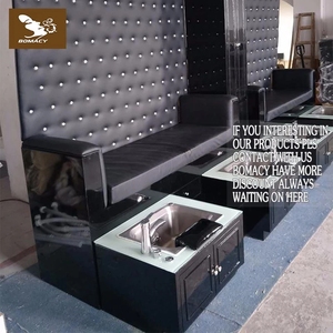 Bomacy Offre Spéciale Meubles De Salon De Beauté Noire À Dossier Haut <span class=keywords><strong>Double</strong></span> Station De Pédicure/banc/chaise - Product Image 3