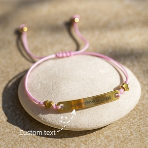 18K Gold <b>Bracelet</b> Factory Woven <b>Rope</b> <b>Bracelet</b> Laser Engraving LOGO Blank Material Adjustable Stainless Steel <b>Bracelet</b> - Product Image 3