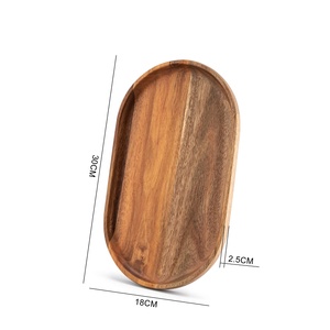 Vajilla de Madera de Acacia, Juego de Platos Redondos de Bambú, Bandejas de Servir de Madera de Bambú - Product Image 2