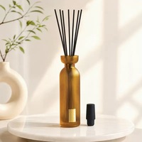 Diffuseur de parfum en verre côtelé de luxe 250 ml, 6 couleurs de bouteilles au choix, logo et parfum personnalisés, ensemble diffuseur d'arômes pour la maison