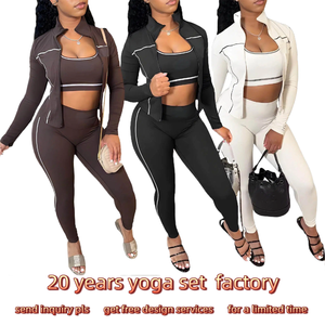 Conjunto Deportivo Informal Nuevo Estilo Europeo Americano DD01600, Fabricación OEM ODM Personalizada, Transpirable, Absorbente de Sudor, Aloe, Corte Ajustado, para <span class=keywords><strong>Yoga</strong></span> - Product Image 1