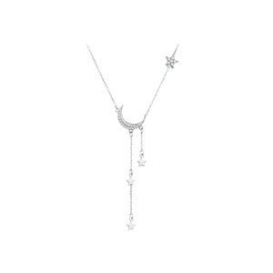 <span class=keywords><strong>Collana</strong></span> stella luna serie S925 in argento Sterling <span class=keywords><strong>collana</strong></span> femminile di lusso con nappa e nappa in argento con pelle sicura girocollo regali - Product Image 5