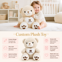 Ours en peluche Kawaii avec message joyeux sur le cœur, ours en peluche brun doux avec patte en forme de cœur pour cadeau