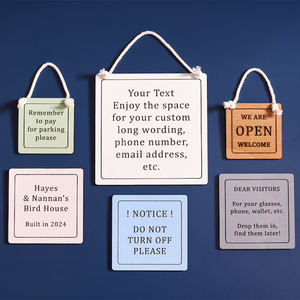 <strong>Personalised</strong> Wood Square Sign <strong>Wooden</strong> Plaque Custom Large and Small Engraved Room <strong>Signs</strong> for Home Kitchen - Product Image 3