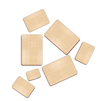 Vente en gros de cartes postales en bois non finies, feuilles de bois vierges pour gravure laser, formes rectangulaires, matériau en bois, OEM/ODM