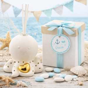 Set Diffusore di Aromi in Ceramica a Forma di Polpo con Cuore Dorato 9x9x9 Cm, Deodorante per Ambienti, Regalo Decorativo per Casa o Feste - Product Image 5