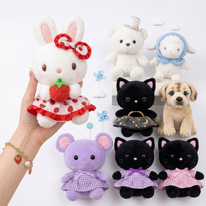 Juguetes de peluche personalizados con logo: <span class=keywords><strong>Berenjena</strong></span>, Conejo, Gato rizado; Colgantes de peluche de <span class=keywords><strong>Hamburguesa</strong></span> y Papas Fritas; Juguetes promocionales para máquina de garras; Regalo para niños - Product Image 1