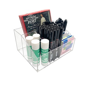 Acrylic Desk Organizer Acrylic Desk Pen Holder Clear Acrylic Desk Pen Organizer Set 7 Compartments Pencil Holder Desktop Acrylic Stationery Organizer For School Office
