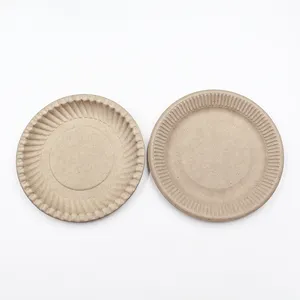 Biodegradable 10 Inches Roun bagasse tray compostable plates for supermarket