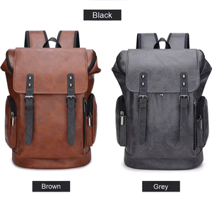Sacs à dos scolaires tendance en cuir PU rétro, imperméables, pour le quotidien et les voyages, sacs à dos professionnels pour ordinateur portable, vente en gros, best-sellers pour hommes et femmes - Product Image 3