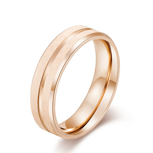 Frosted Brushed Seven Color Titanium Steel <b>Ring</b> Colored Rose Gold Unisex Daily Wear Couple Jewelry - Product Image 5