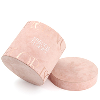 Boîte à fleurs ronde en velours avec logo personnalisé, boîte à fleurs en daim pour la saint-valentin, emballage de bouquets, boîte à fleurs de luxe