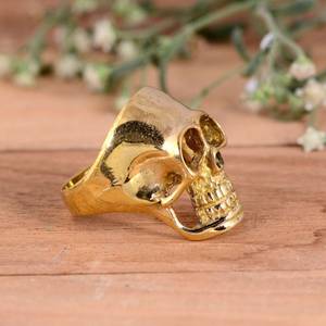 Anillo de Calavera de Latón Envejecido Hecho a Mano, Chapado en Oro de 14k, Anillo de Calavera para Hombre, Anillo de Latón, Anillos para Hombre - Product Image 4