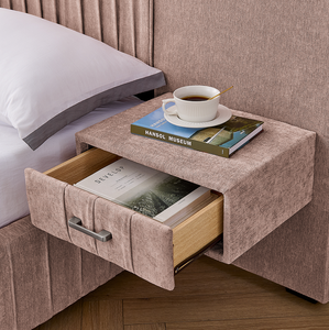 Base de Cama Queen Moderna Convertible Tapizada en Tela Chenille con Cabecero Plisado y Plataforma de Madera Sólida - Product Image 5