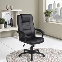 Chaise de bureau pivotante à dossier haut CARLFORD, cuir PU noir, design traditionnel, hauteur réglable, chaise de direction D-9112 pour bureau