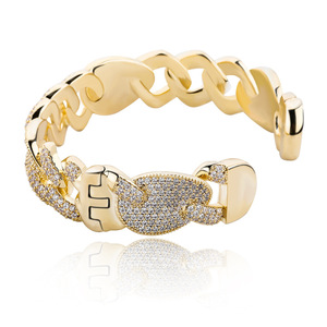 Joyería Jin Ao, Nuevo Estilo Europeo Americano, Cadena Cubana Hip-Hop de 16 mm, Superventas en <span class=keywords><strong>Instagram</strong></span>, Brazalete Multicapa Chapado en Oro Real - Product Image 4