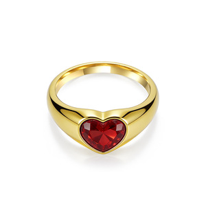 Comercio electrónico transfronterizo, anillo de titanio chapado en oro con diamantes en forma de corazón, muy vendido en Europa y América, para mujeres. - Product Image 5