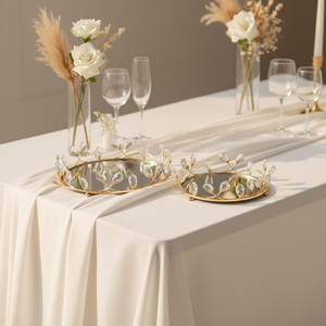 Bandeja de Cristal con Incrustaciones Florales de Hierro Forjado, Adornos Decorativos, Bandeja para Velas Aromáticas, Exhibición y Almacenamiento de Cosméticos y Joyas - Product Image 2