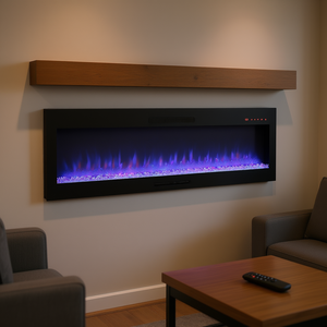 Chimenea Eléctrica de 60 Pulgadas, Empotrada en la Pared, con Llama Multicolor, Control Remoto, Calefacción para el Hogar - Product Image 2
