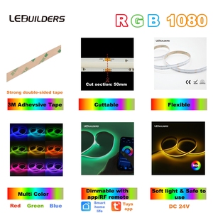 Bandes lumineuses <span class=keywords><strong>LED</strong></span> COB RGB 24V 12mm 1080LEDs/m flexibles IP20 IP67 12v 14W/M Rgbw COB <span class=keywords><strong>LED</strong></span> Tira De Leds Rgb - Product Image 5