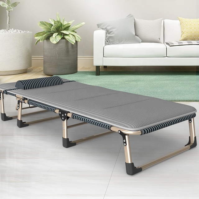 Outdoor Multifunction Folding Bed Single Folding Metal Cot Camping Folding Bed with Mattress