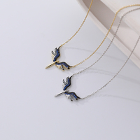 Daila-Colgante de plata con forma de ala de Ángel, joyería hecha a mano, collar con abalorio de circonia, chapado en oro, delicado, azul y negro