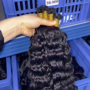 Dropshipping onbewerkt K-tip haarbundel dubbele weft rauw maagdelijk mensenhaar uit Cambodja Birma hoge kwaliteit Birmaans haar - Product Image 1