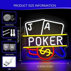 Poker Letreros Neon LED indoor hanging ambient light shop <b>sign</b> wall decoration light entrance indicator light luminous <b>sign</b> - Product Image 3