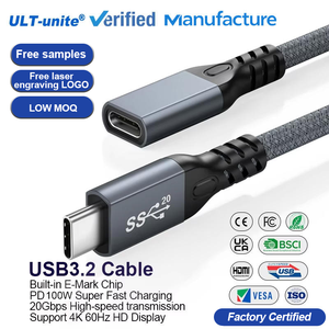 Cable de Extensión USB 3.2 ULT-unite de 100W, 1.5m (4.92 pies), Tipo C Macho a Hembra, Transferencia de Datos 4K 60HZ 20Gbps para Portátil - Product Image 1