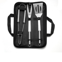 Ensemble de grill à barbecue en acier inoxydable, 3 pièces, pour l'extérieur, Clip de rôtissoire, sac Oxford, brosse, fourchette, rôtissoire, ensemble d'outils, n ° A3105