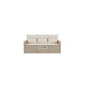 Ensemble de canapés de jardin beige D0100XFNMZT 3 places en rotin, mobilier d'extérieur contemporain résistant aux intempéries - Product Image 1